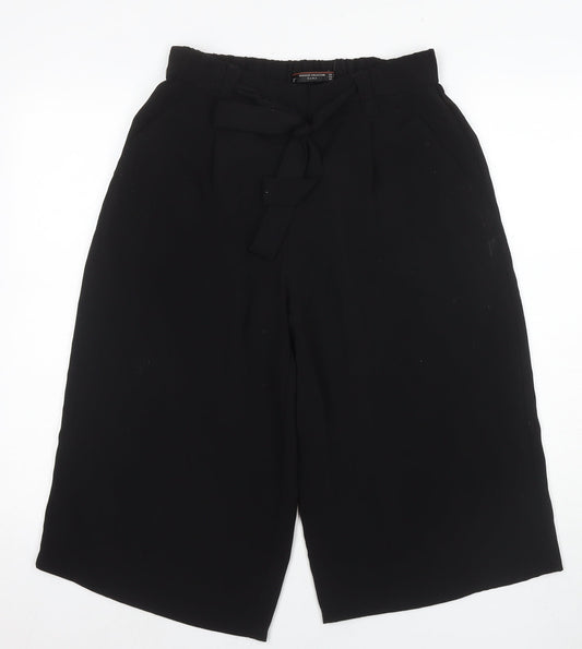 Womens UK Size 10 Zara Relaxed Fit Paperbag Black Trousers