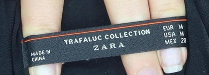 Womens UK Size 10 Zara Relaxed Fit Paperbag Black Trousers