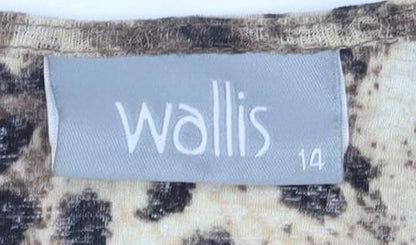 Wallis Women's Brown Animal Print 3/4 Sleeve Top