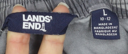 Lands' End Boys' Grey Camo Cargo Trousers, Size L, Elastic Waist