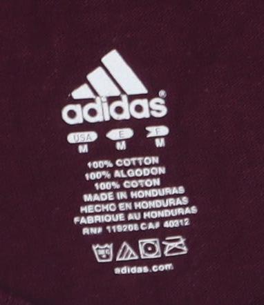 Unisex Adults UK Size M adidas Burgundy Basic T-Shirt