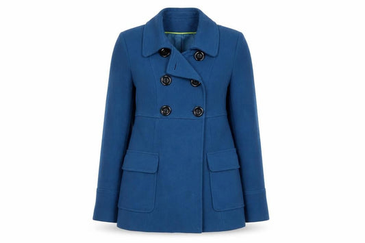 Front view of John Rocha Women's Blue Wool Pea Coat, size 12