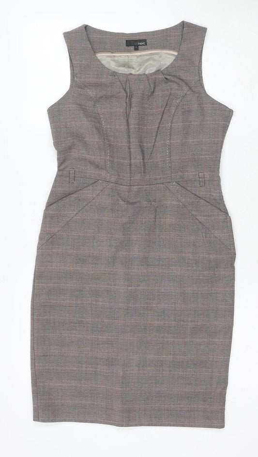 Next Women's Brown Check Sheath Dress Size 8