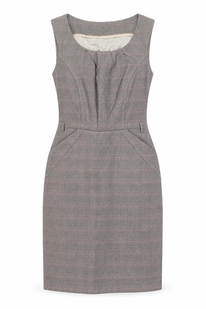 Next Women's Brown Check Sheath Dress Size 8