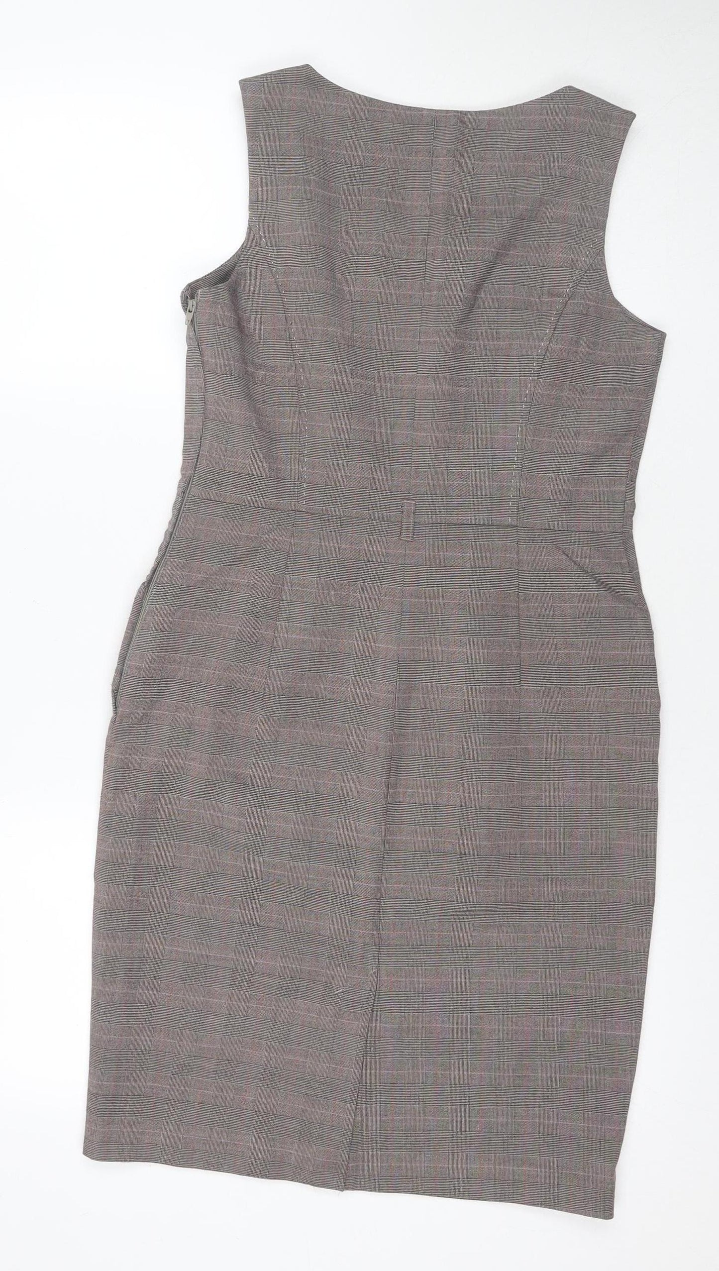 Next Women's Brown Check Sheath Dress Size 8