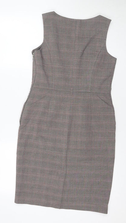 Next Women's Brown Check Sheath Dress Size 8