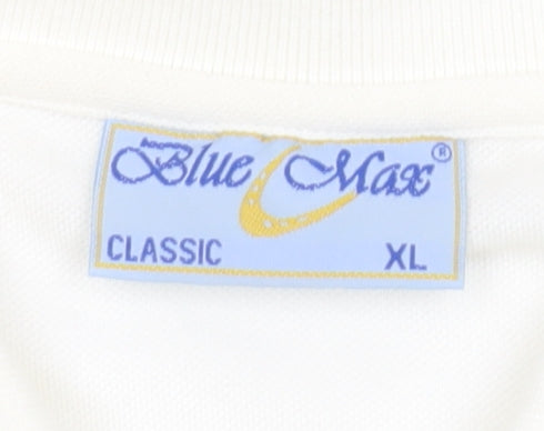 Blue Max Unisex White Polo Shirt XL Classic