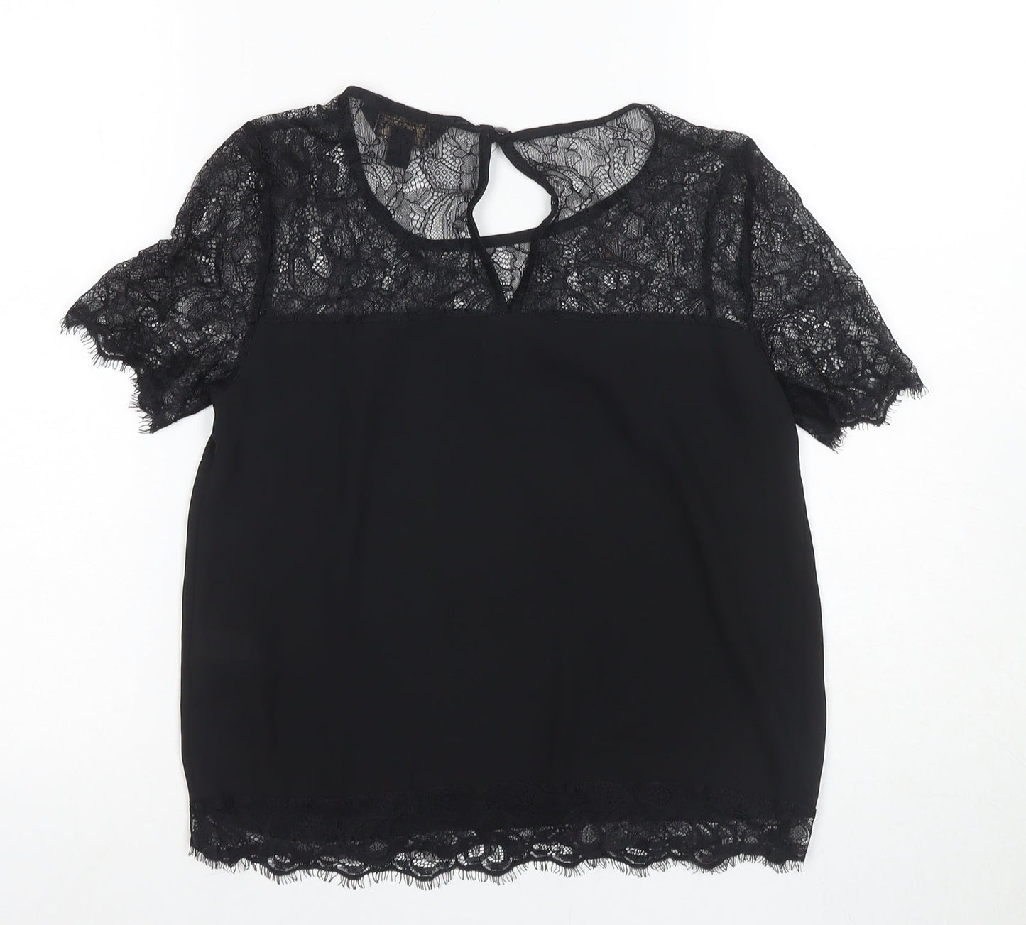 Womens UK Size 8 Lipsy Black Basic Blouse
