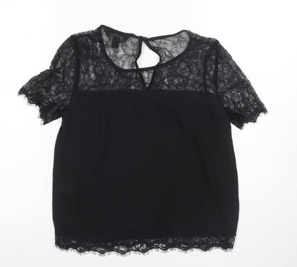Womens UK Size 8 Lipsy Black Basic Blouse