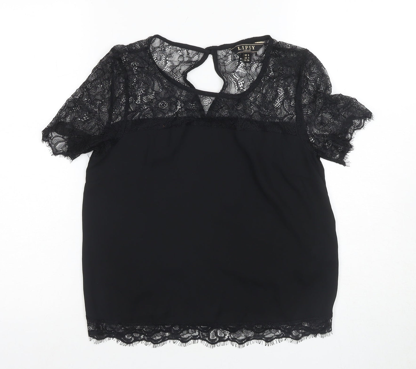 Womens UK Size 8 Lipsy Black Basic Blouse