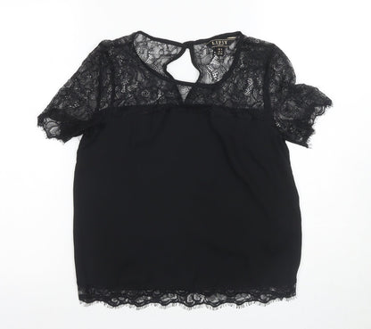 Womens UK Size 8 Lipsy Black Basic Blouse