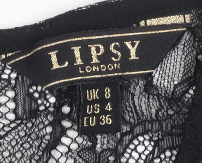 Womens UK Size 8 Lipsy Black Basic Blouse