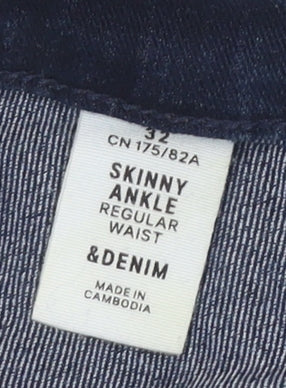 &Denim Women's Blue Skinny Jeans, Regular Waist, Size 32