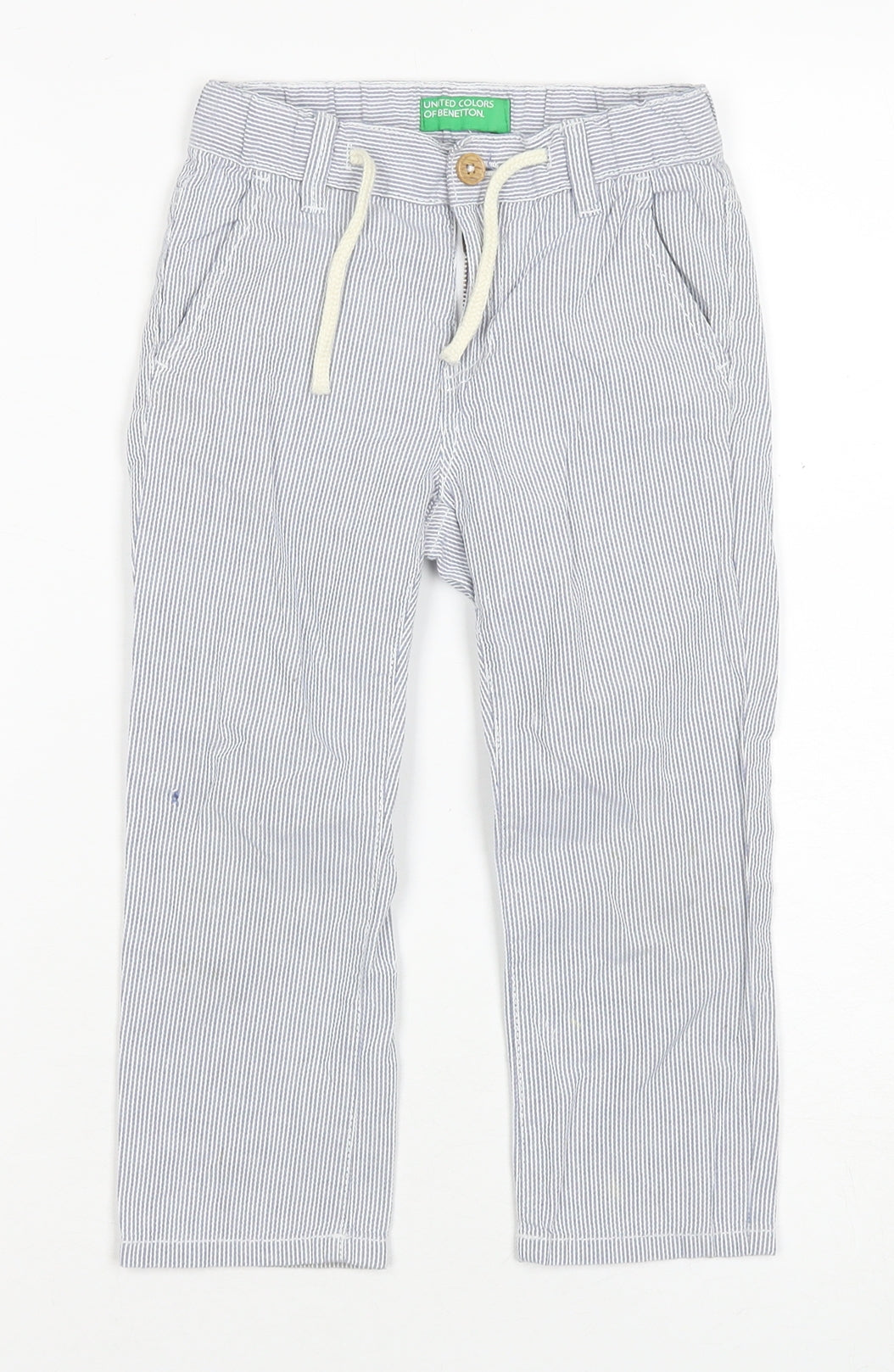 Benetton Boys White Striped Chino Trousers 2XS