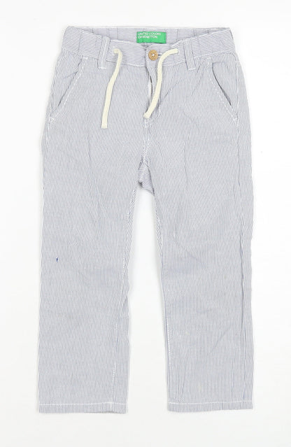Benetton Boys White Striped Chino Trousers 2XS