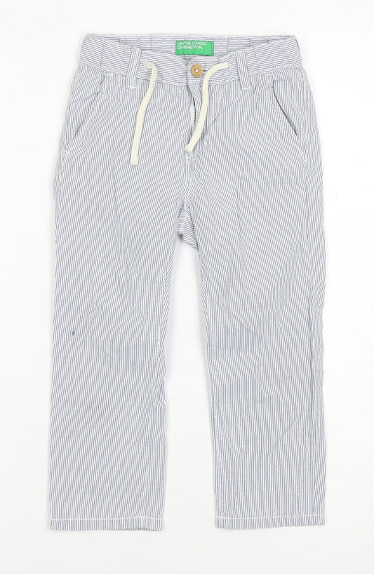 Benetton Boys White Striped Chino Trousers 2XS