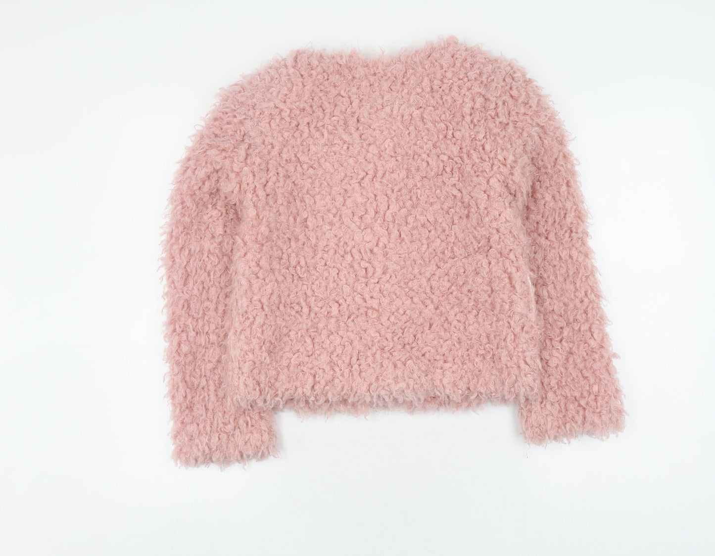 Girls Pink Fleece Jacket, Lined with Fur Trim, Size 11