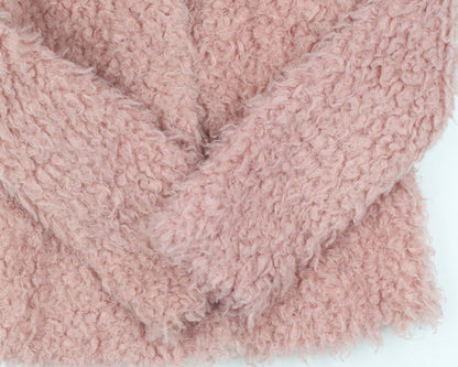 Girls Pink Fleece Jacket, Lined with Fur Trim, Size 11
