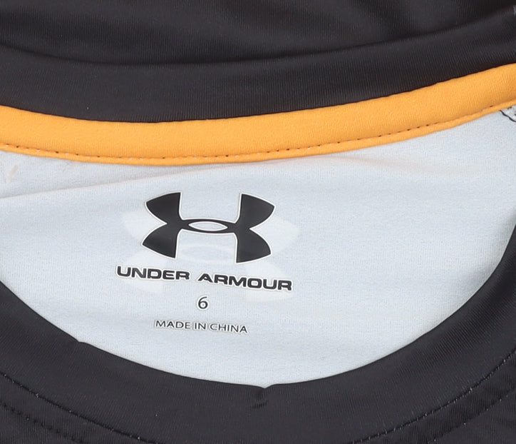 Under Armour Boys Black Striped Jersey T-Shirt 10-11 Years