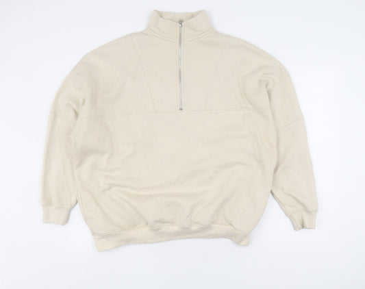 Boohoo Women's Beige Pullover Sweatshirt Medium