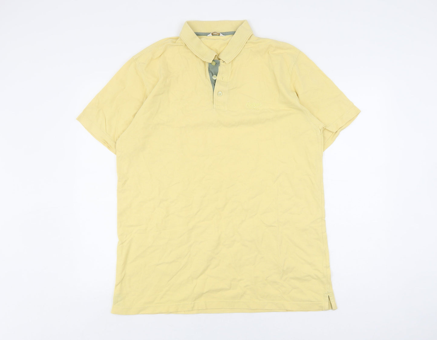 Cotton Traders Men's Yellow Polo Shirt L, Short Sleeve