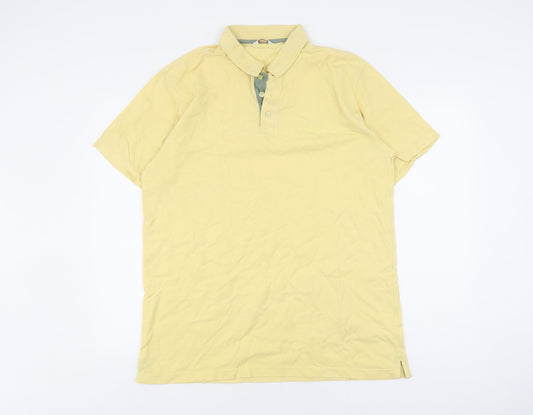 Cotton Traders Men's Yellow Polo Shirt L, Short Sleeve