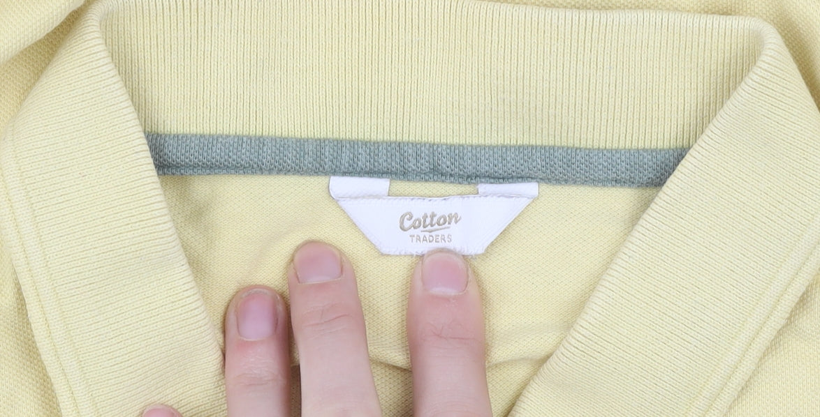 Cotton Traders Men's Yellow Polo Shirt L, Short Sleeve