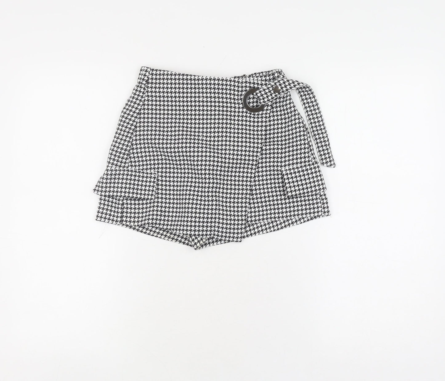 Bershka Women's Skort, Black, Size 6, Houndstooth