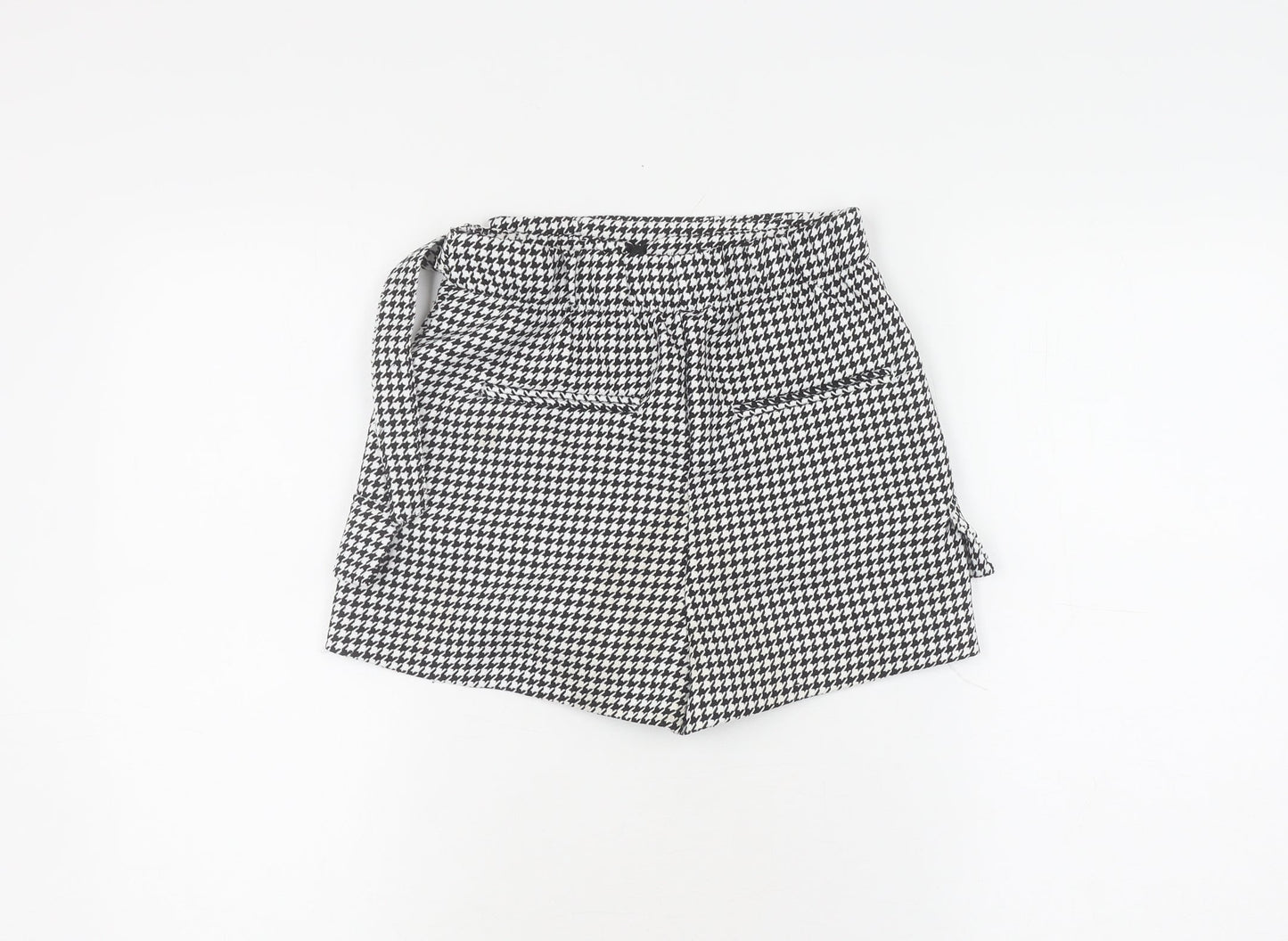 Bershka Women's Skort, Black, Size 6, Houndstooth