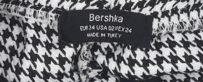 Bershka Women's Skort, Black, Size 6, Houndstooth