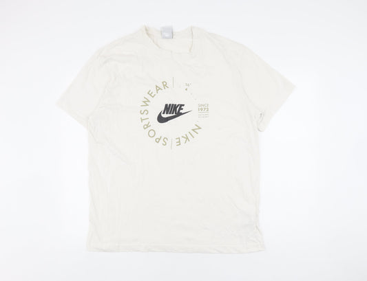 Nike Men's White Graphic Print T-Shirt Size L
