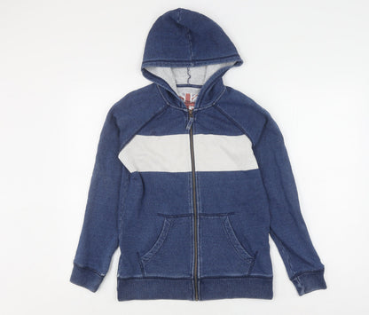 Johnnie B Girls Blue Full Zip Hoodie, 11-12 Years, Colourblock