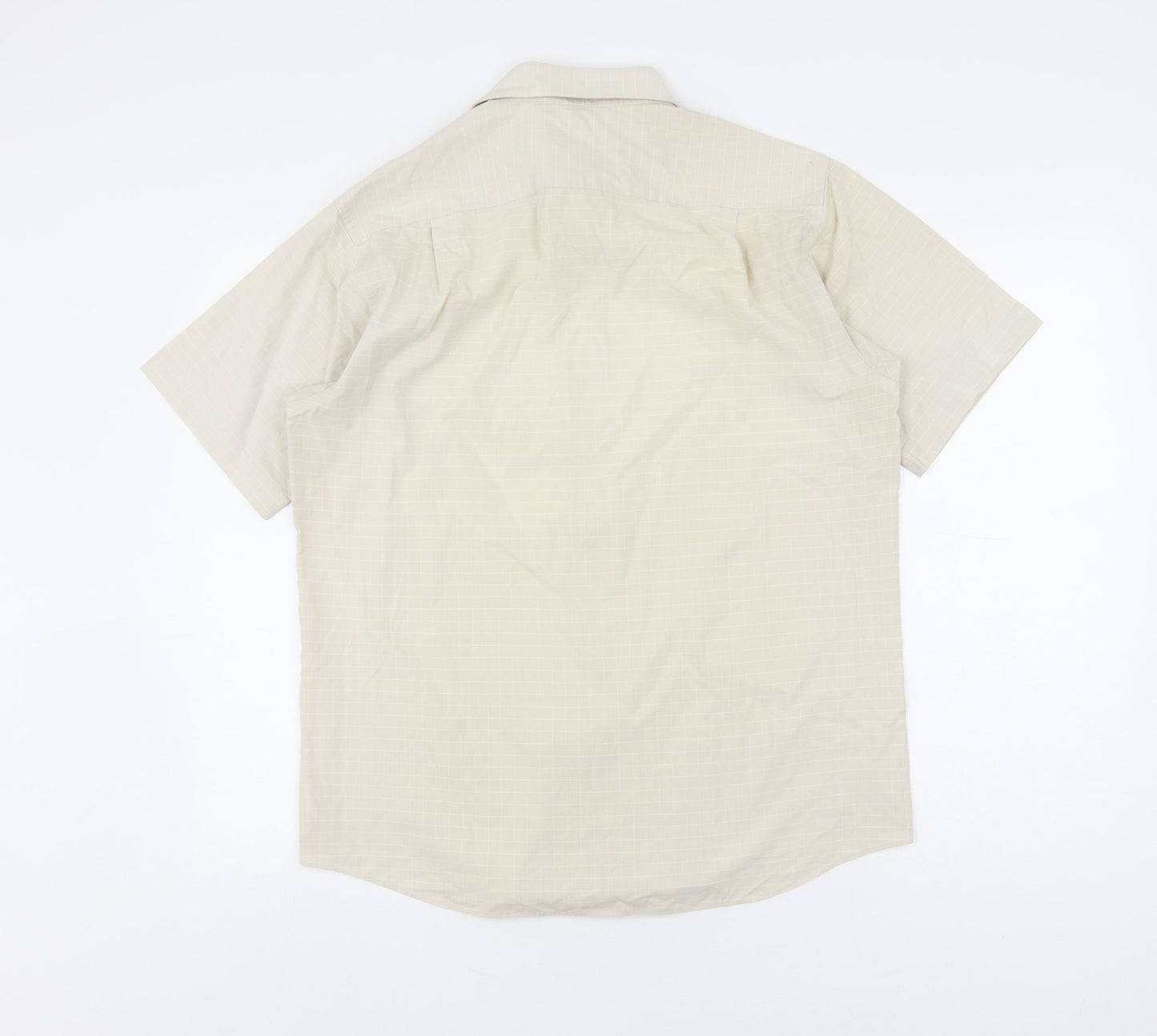 Thomas Nash Men's Beige Check Button-Up Shirt 15.5