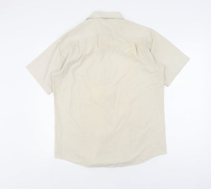 Thomas Nash Men's Beige Check Button-Up Shirt 15.5