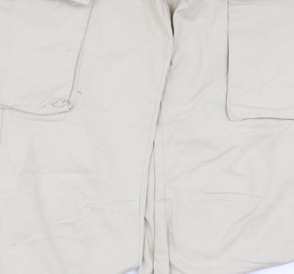 Bershka Women's Beige Cargo Trousers, Size 4, 100% Cotton