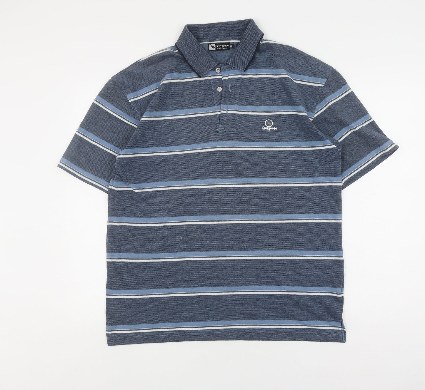 Greygoose Men's Blue Striped Polo, Medium, Casual