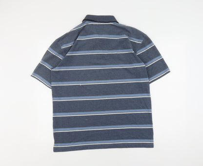 Greygoose Men's Blue Striped Polo, Medium, Casual