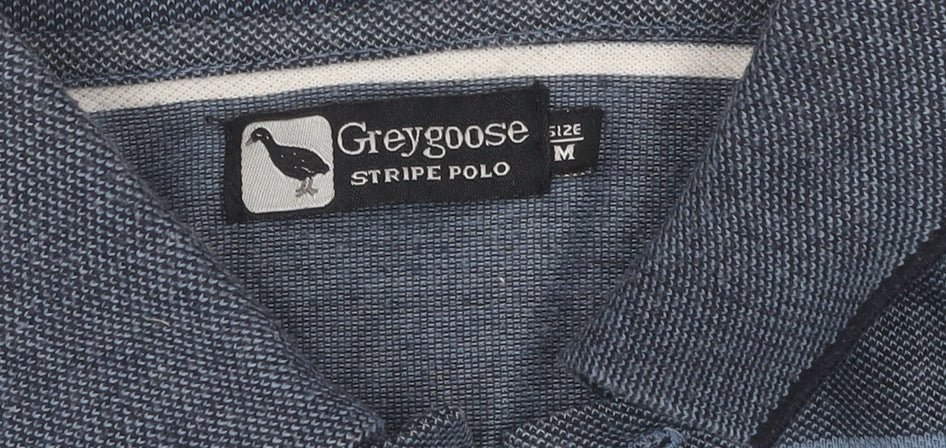 Greygoose Men's Blue Striped Polo, Medium, Casual