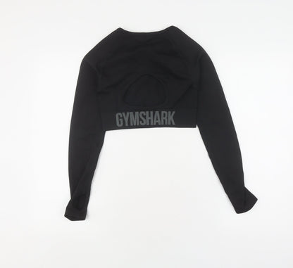 Gymshark Women's Black Cropped Long Sleeve Top - S