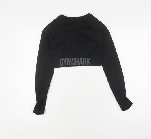 Gymshark Women's Black Cropped Long Sleeve Top - S