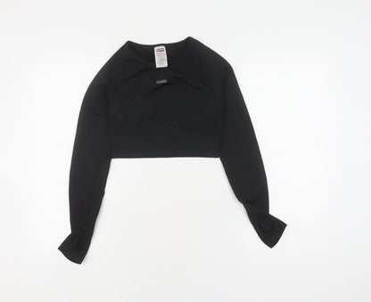 Gymshark Women's Black Cropped Long Sleeve Top - S