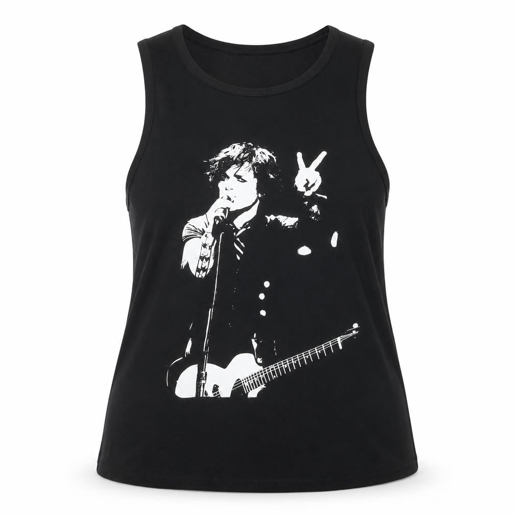Front view of Death Kitty unisex black cotton tank, size 18, new