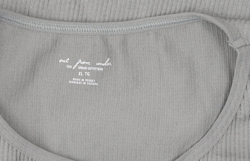 Out From Under Women's Grey Cropped Long Sleeve T-Shirt
