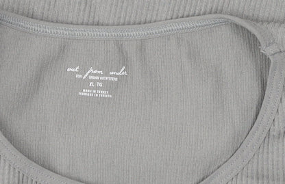 Out From Under Women's Grey Cropped Long Sleeve T-Shirt