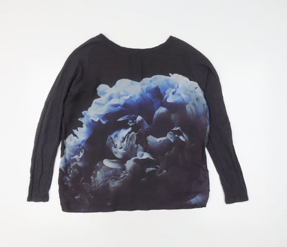 Womens UK Size L Zara Black Basic T-Shirt