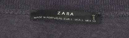 Womens UK Size L Zara Black Basic T-Shirt