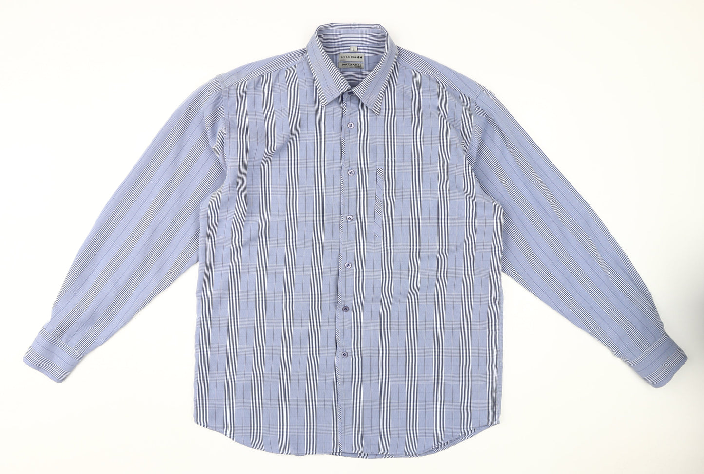 Mens UK Collar Size L Petroleum Smart Blue  Dress Shirt