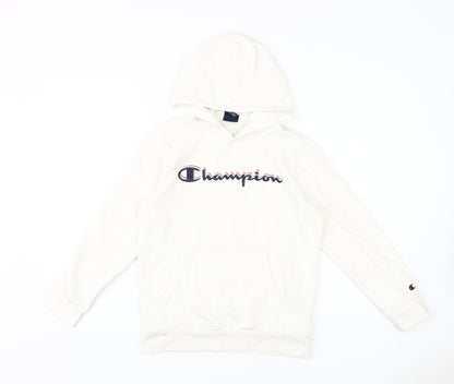 Champion Girls White Pullover Hoodie, Logo, 11-12 Years