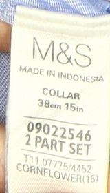 Mens UK Collar Size 15 Marks and Spencer Smart Blue  Dress Shirt