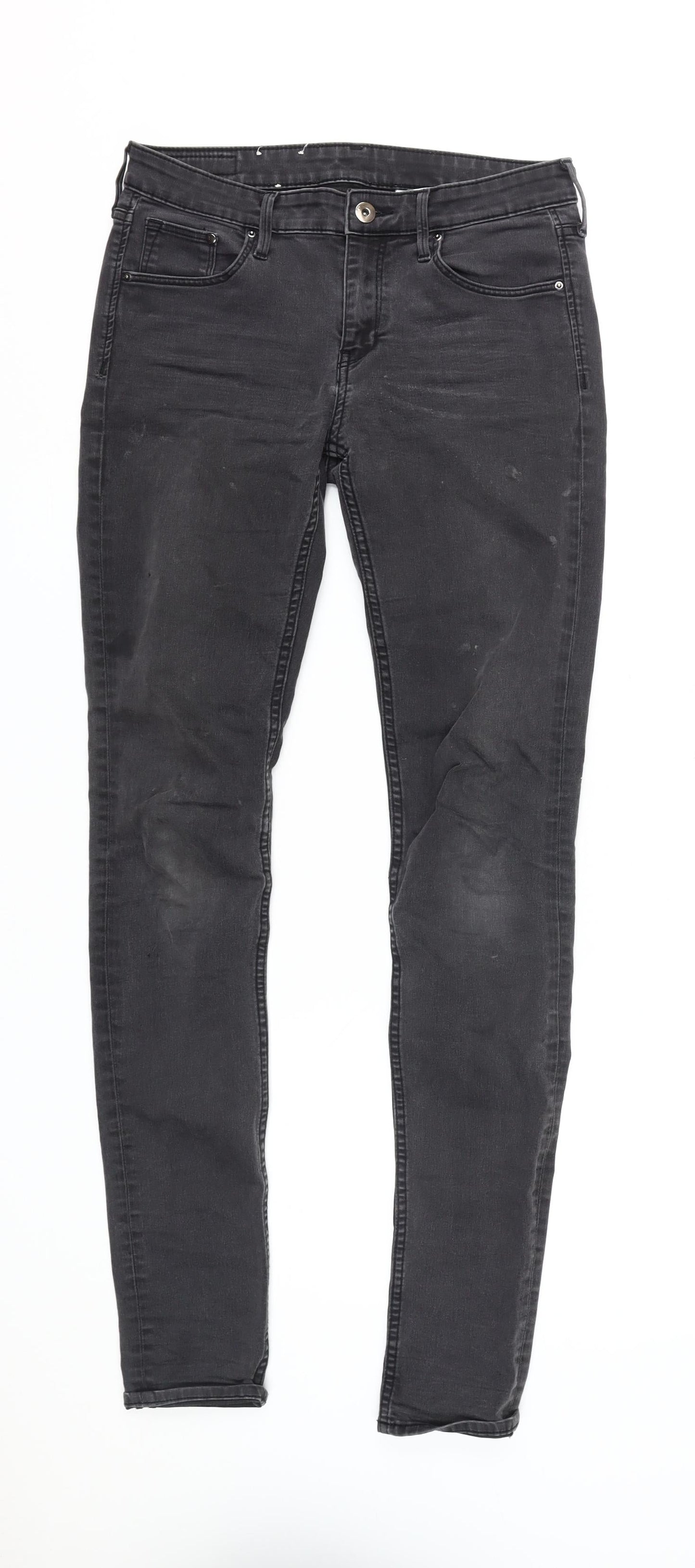 Womens UK Size 12 H&M Regular Fit Skinny Black Jeans